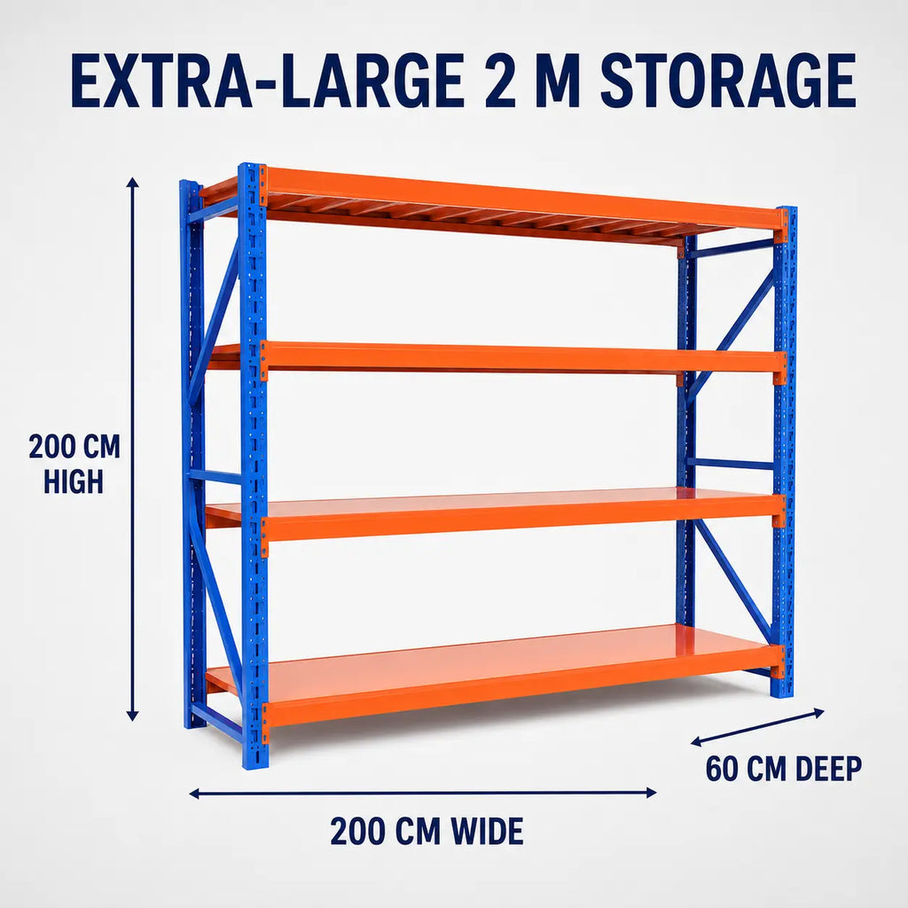 Dimensions of the 4-tier heavy-duty steel shelving unit