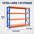 Dimensions of the 4-tier heavy-duty steel shelving unit