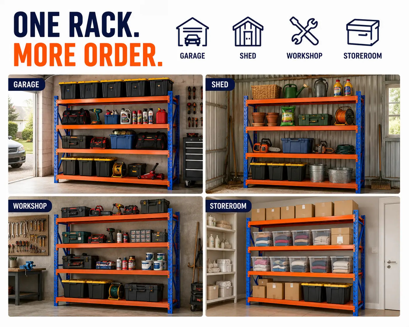 Heavy-duty shelving support bar detail