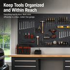Heavy Duty Metal Pegboard Wall Organizer with Hooks – Garage Tool Storage Panel for Workshop, Workbench & Home Organization