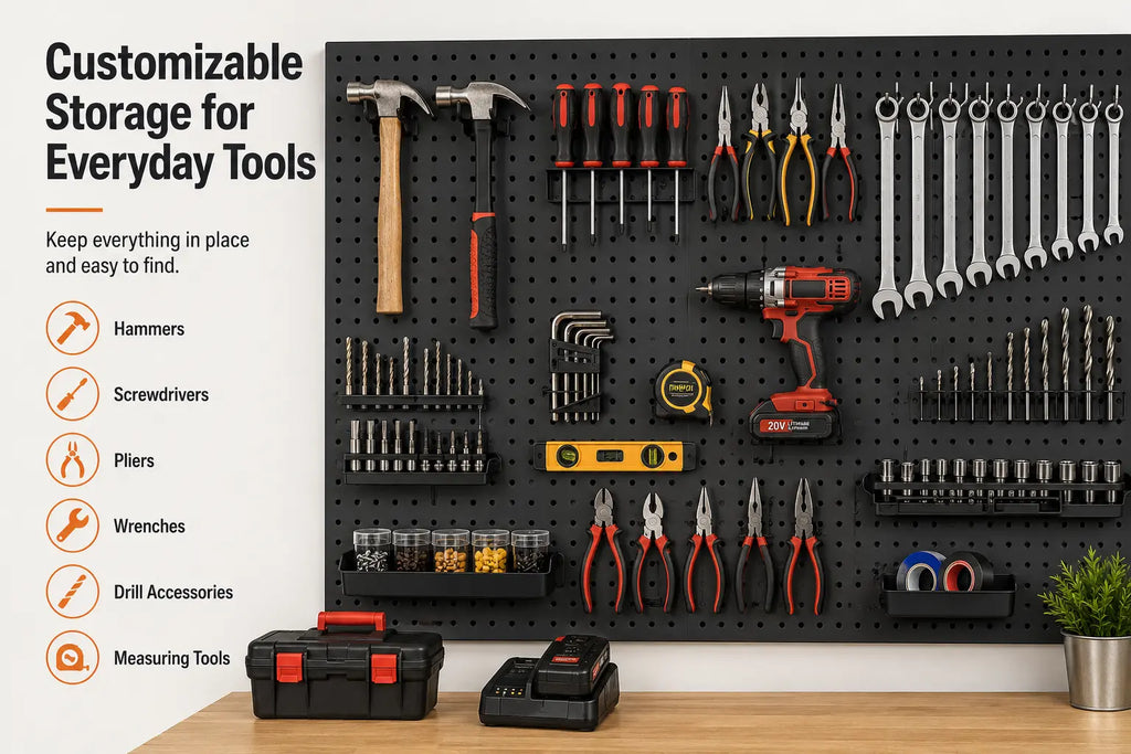 Pegboard tool storage layout