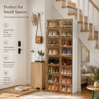 40-pair foldable shoe storage cabinet with clear doors