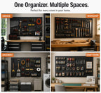 Garage pegboard with organized hand tools