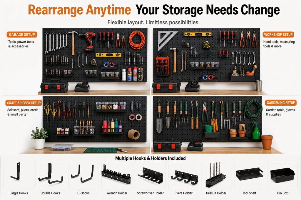 Metal pegboard accessory detail