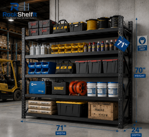 Heavy Duty Garage Shelving 5000LBS, All Metal Storage Rack 4 Tier Adjustable Industrial Shelving Unit, Expandable Garage Storage Rack for Warehouse Basement Shop