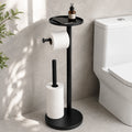 Freestanding Toilet Paper Holder with Storage Shelf-Black