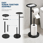Freestanding Toilet Paper Holder with Storage Shelf-Black