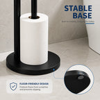 Freestanding Toilet Paper Holder with Storage Shelf-Black