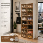 Ten-tier shoe storage cabinet interior