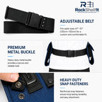 Adjustable tool belt buckle and strap detail