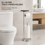 Modern freestanding toilet paper holder for bathroom storage