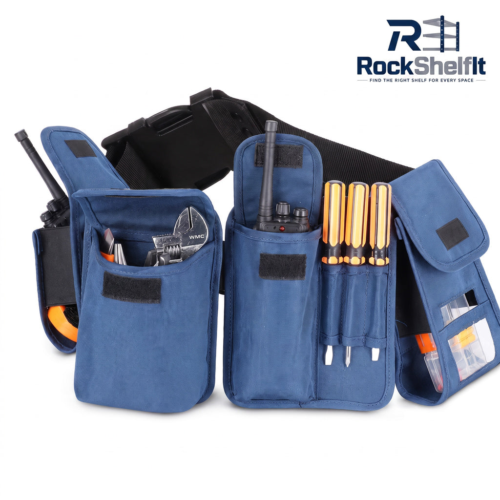 Green detachable tool belt with four removable pouches
