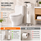 No-drill toilet paper holder for rental bathrooms
