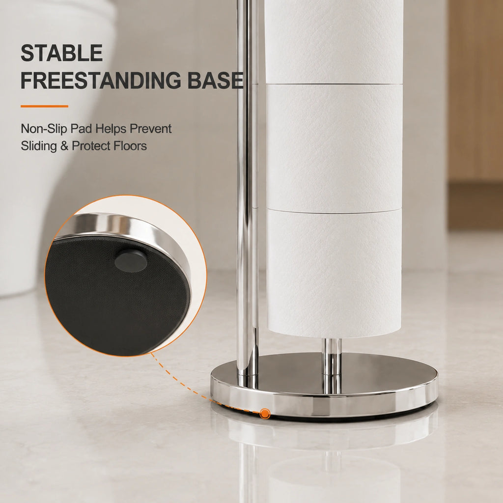 Stable toilet paper holder base with non-slip pad