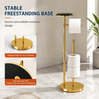 Modern Gold Toilet Paper Holder Stand with Storage – Freestanding Bathroom Toilet Roll Holder Rack